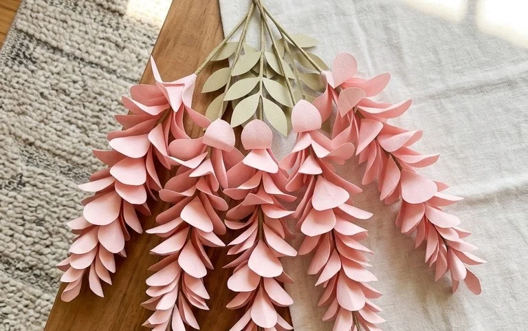 Paper Wisteria Tutorial: DIY Hanging Paper Wisteria Flowers